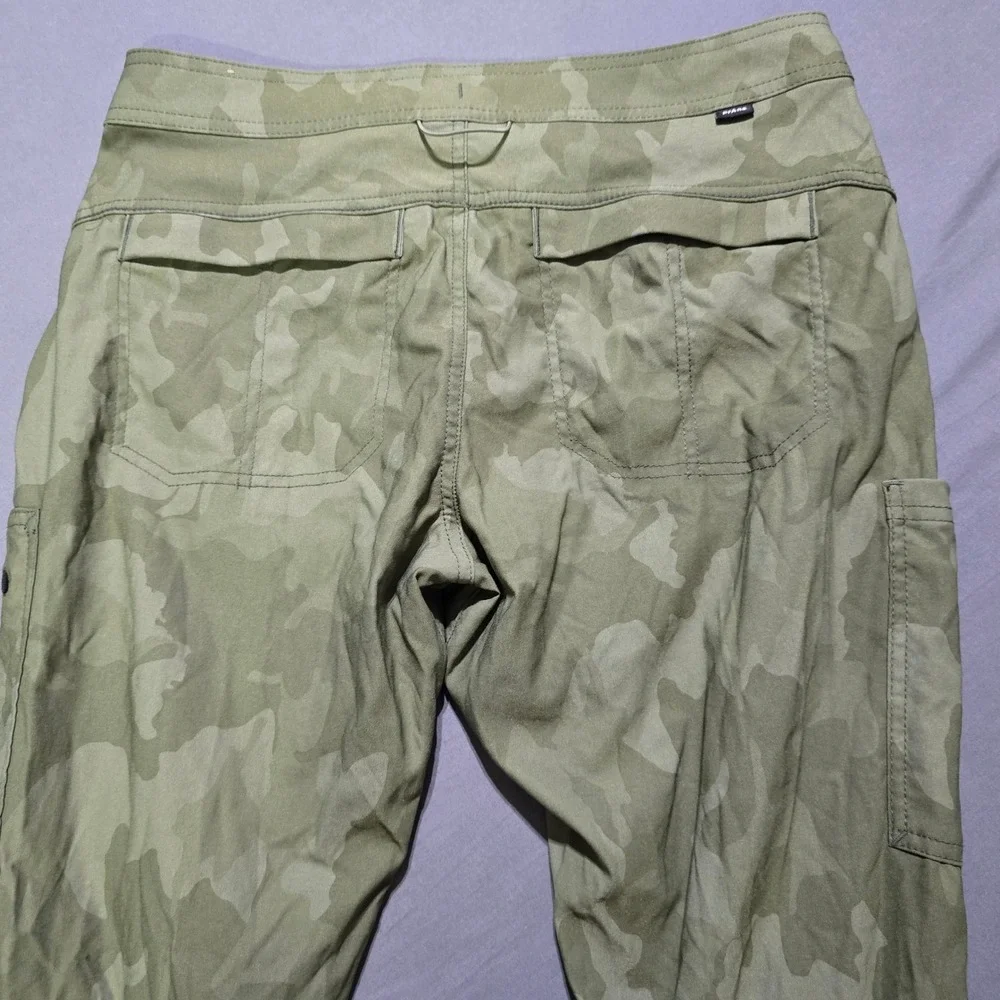 prAna Cargo Joggers Womens 8 Green Camo Hiking Pants Standard Fit